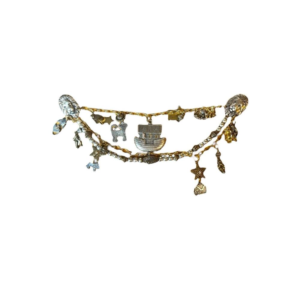 Vintage Noah’s Ark Charm Neck Chain Pin Necklace For Collared Shirt‎